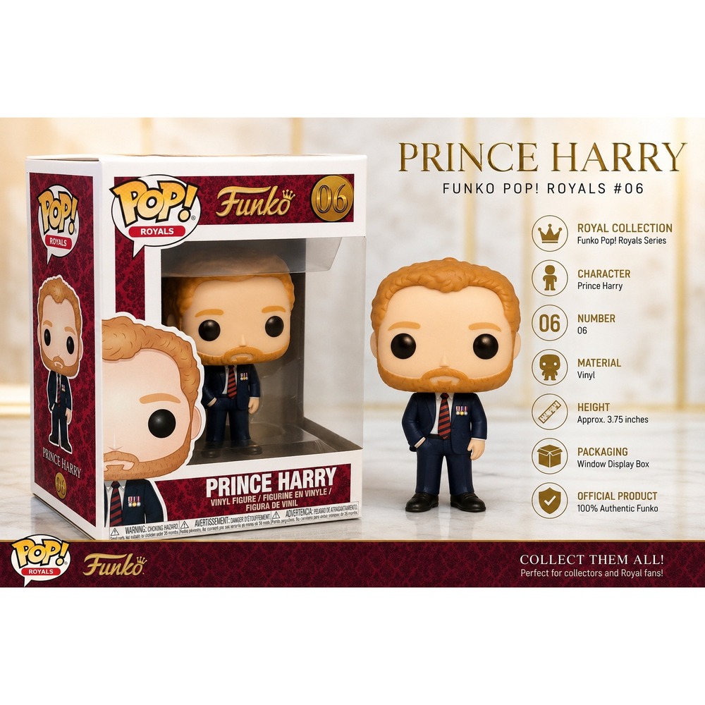 Funko Pop Royals Prince Harry 06 Vnl Figure Duke of Sussex British Royal Family